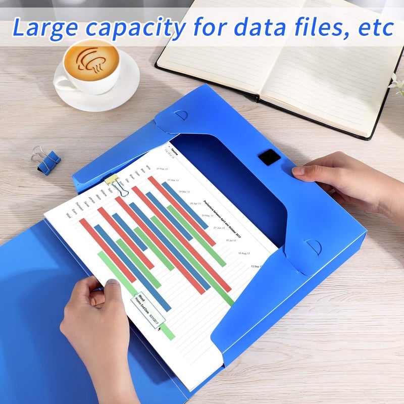 HUA JIE A4 Storage File Boxes Plastic Archives Cases with Lid, File Folder Organizer Document Filing Box for Office, Letter Size Paper,31Ã—4Ã—24 cm, Blue(Pack of 4) - Image 2